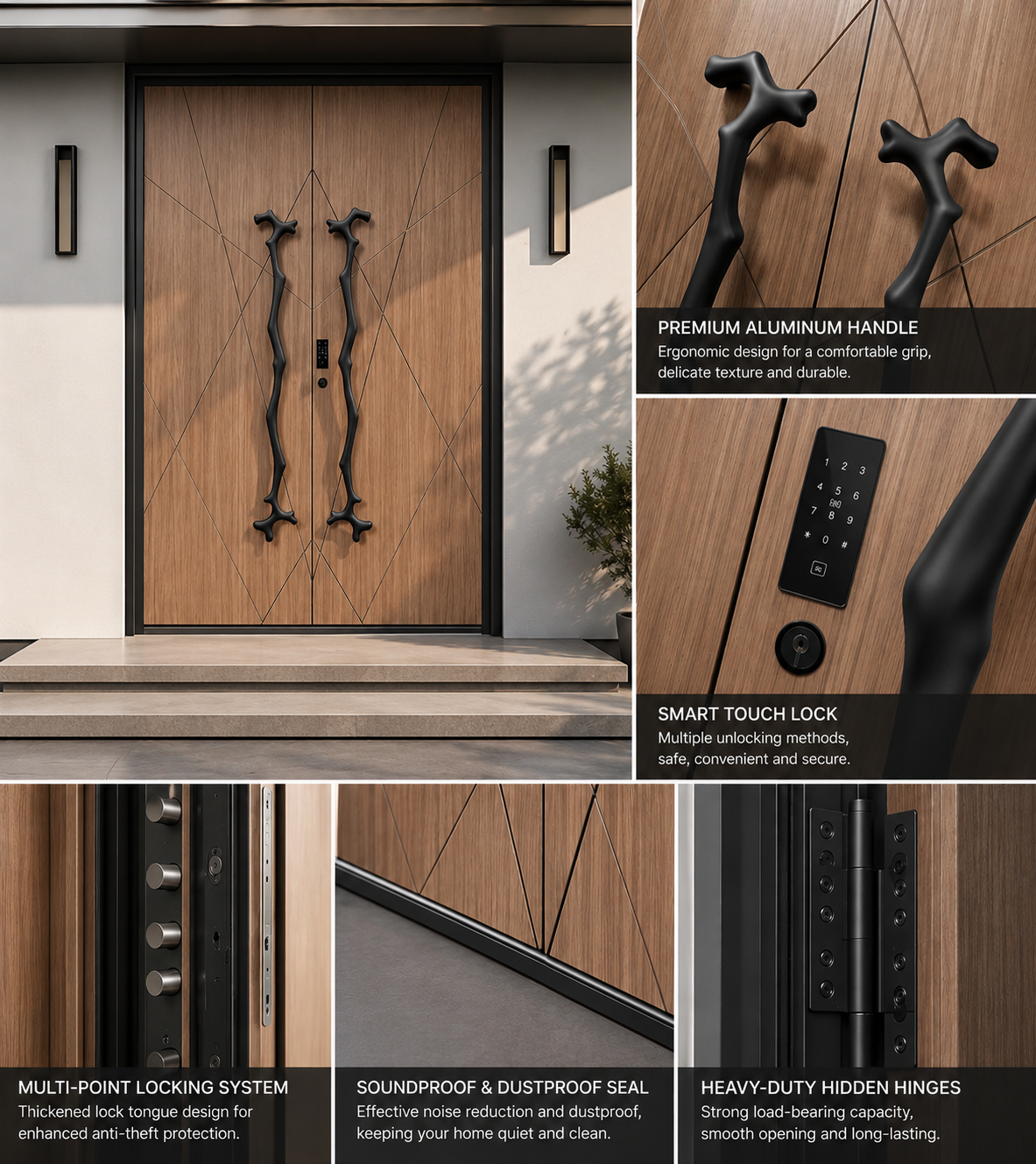 LineaWood Modern Double Entrance Door detail image