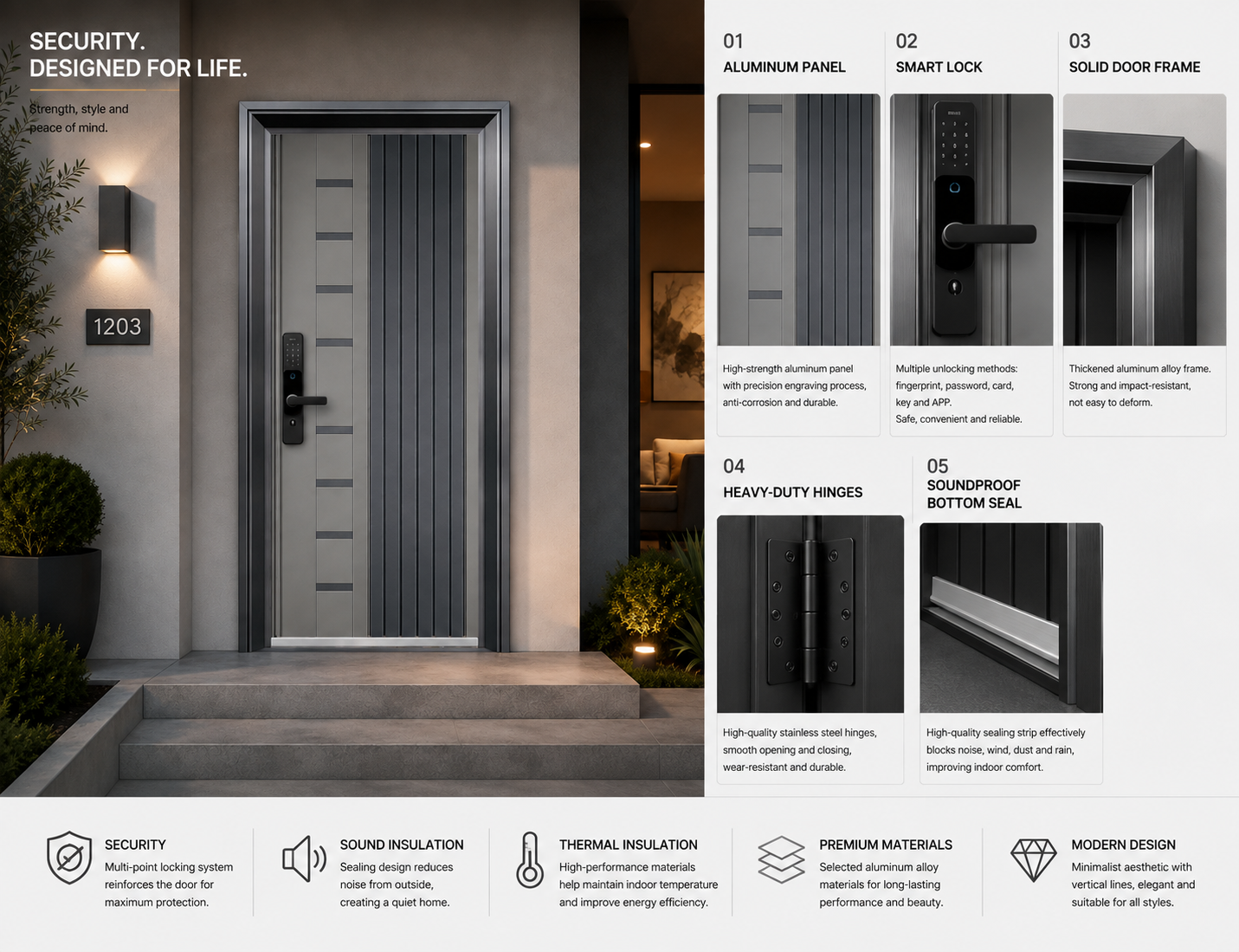 UrbanLine Korean Stainless Steel Entrance Door detail image