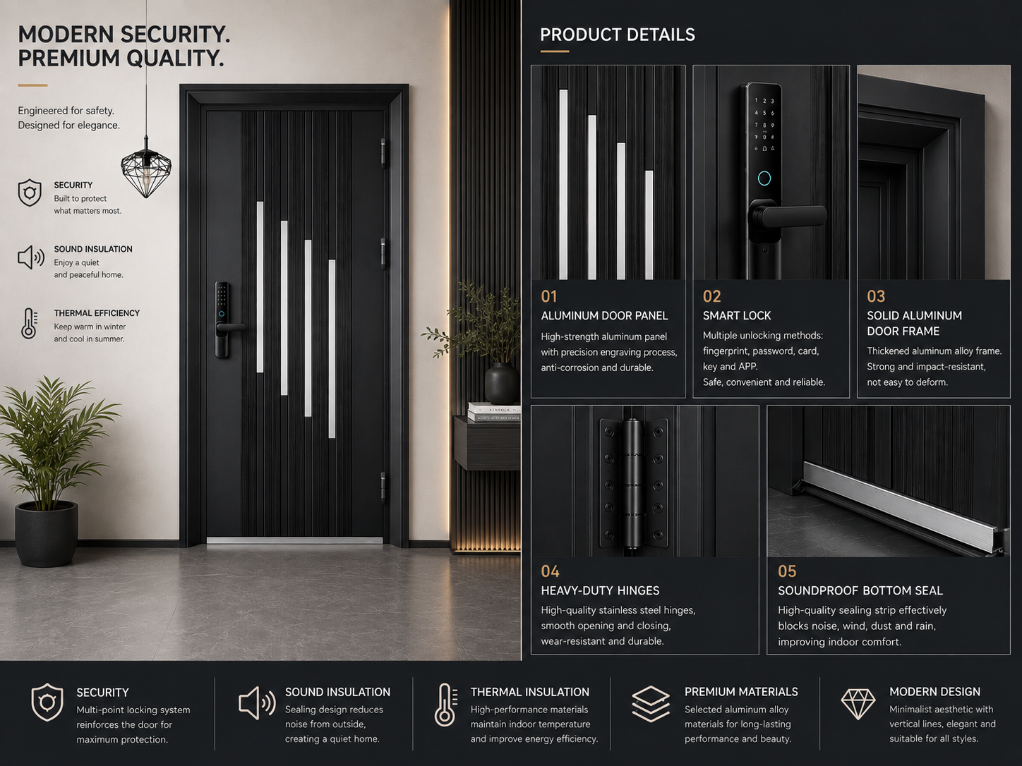LineCraft Modern Korean Stainless Steel Entrance Door detail image